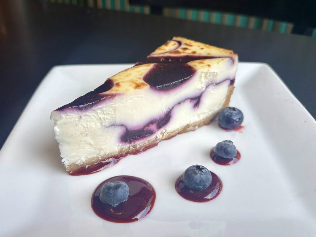 Blueberry Crème Brûlée Cheesecake from The Vault Restaurant in Houlton Maine